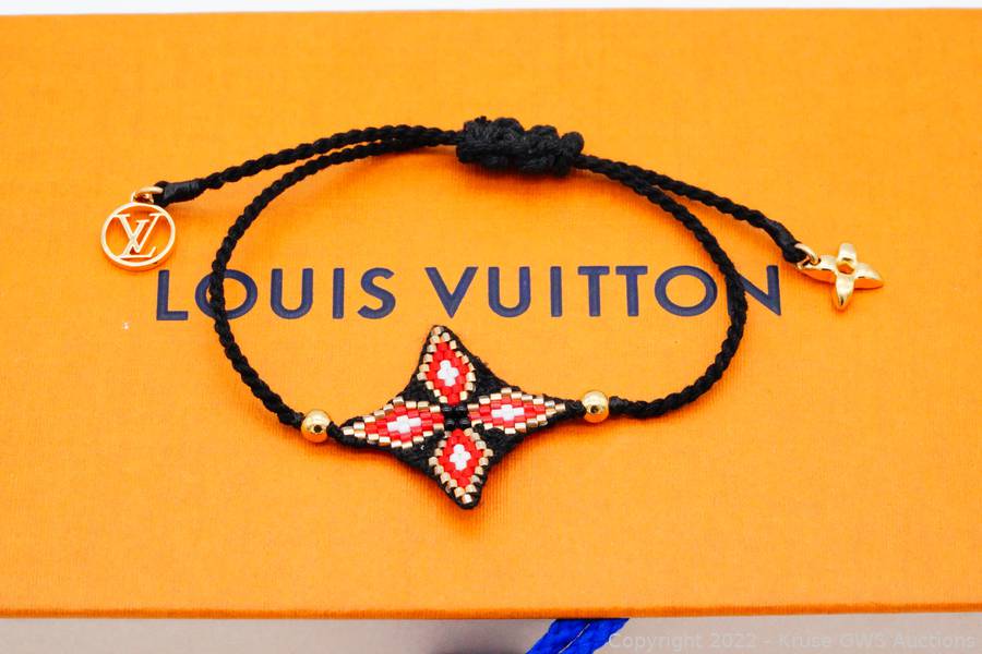 Louis Vuitton Black Cord Beaded Monogram Bracelet Auction