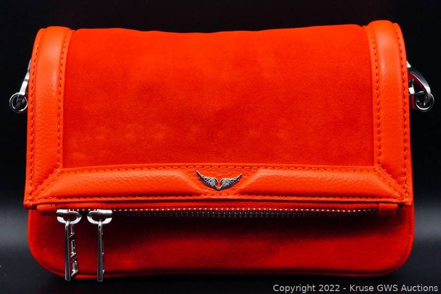 Zadig & Voltaire Rock Nano Suede Clutch Bag in Red