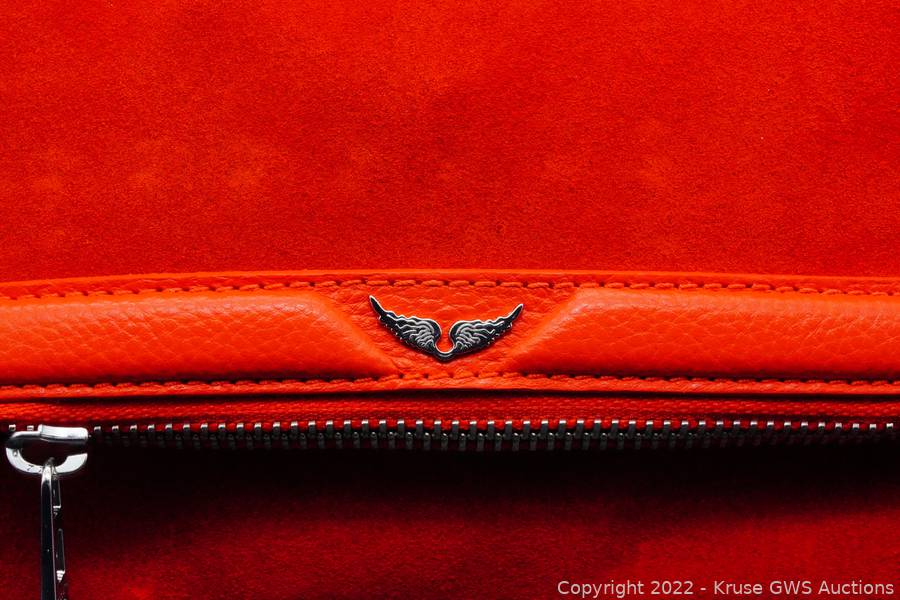 Zadig & Voltaire Rock Nano Suede Clutch Bag in Red