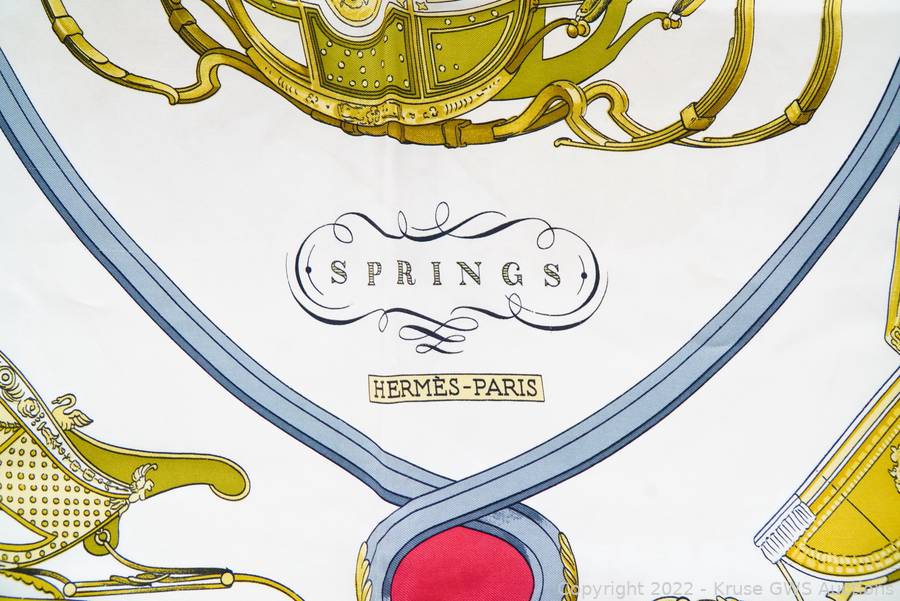 Hermes Springs Twill Silk Scarf 90 (100% Silk) Auction