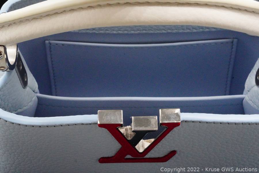 Sold at Auction: Louis Vuitton, Louis Vuitton Olympus/White Leather Capucines  Mini