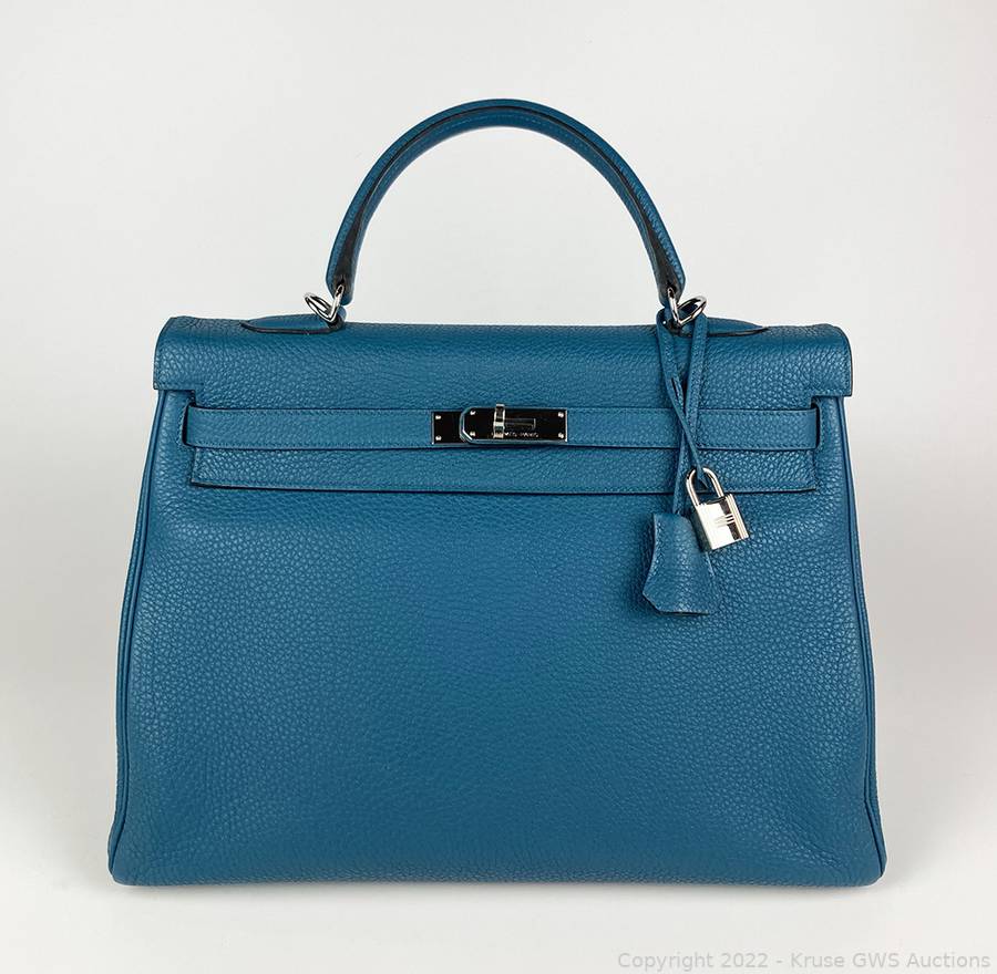 Hermes Kelly Bag, Blue Cobalt, 35cm, Togo With Palladium