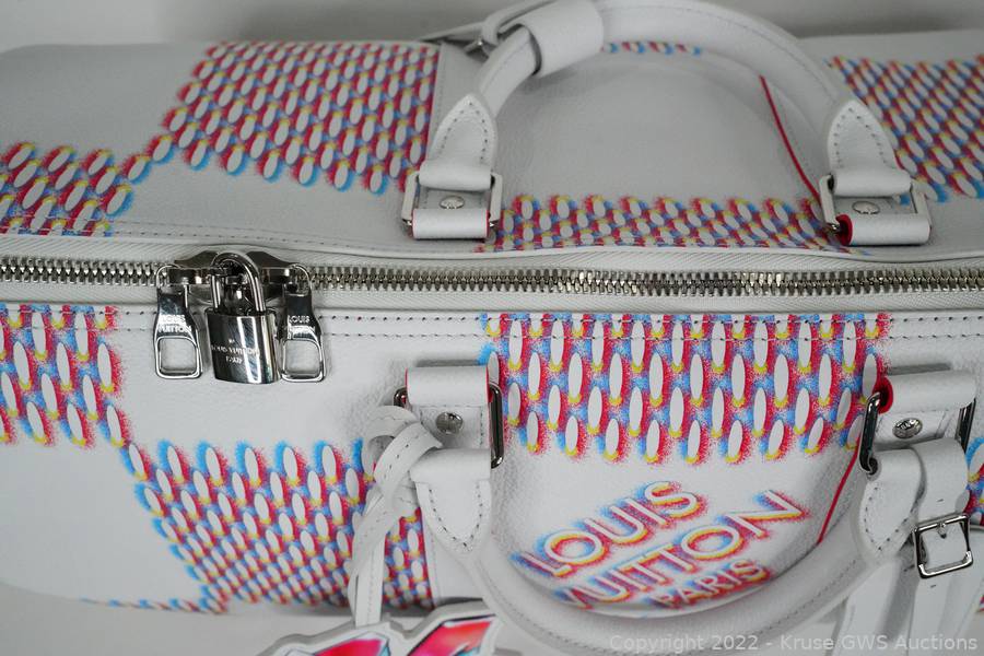 Louis Vuitton Keepall Bandouliere 50 Damier Spray White Logo Weekend Travel  Bag
