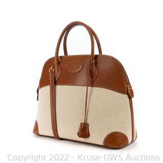 Hermes Bolide 31 Toile H Brown Handbag Leather Women's Hermes