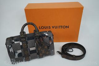 LOUIS VUITTON VIRGIL ABLOH CLEAR MONOGRAM CHESS KEEPALL BANDOULIERE 50 for  sale at auction on 29th October