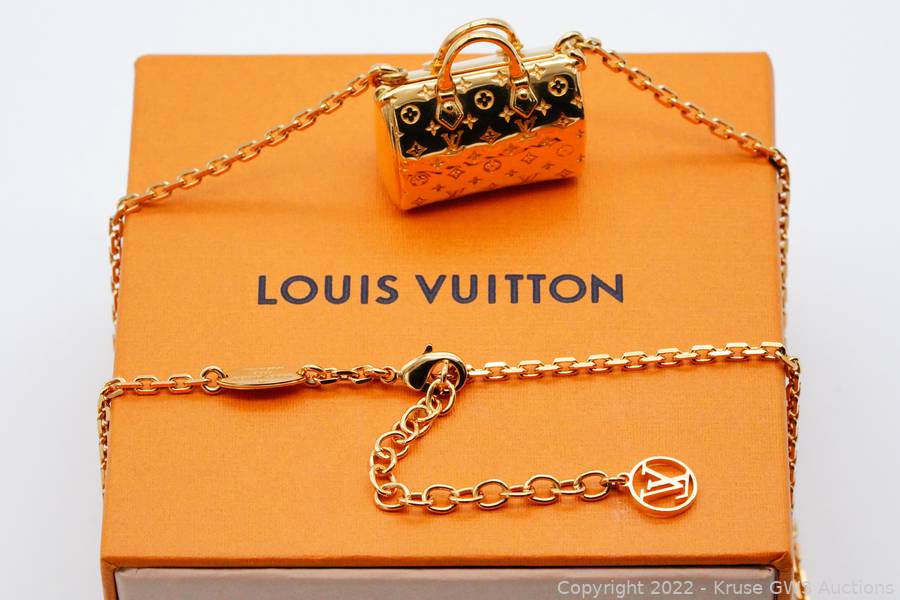 Sold at Auction: Louis Vuitton Silk and Gold Metal Nanogram Necklace