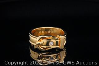Women's Vintage Style Hermes Buckle Belt Design Yellow Gold & 925 Sterling  Silver Two-tone Ring