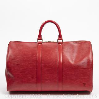 Sold at Auction: LOUIS VUITTON 'KEEPALL 45' EPI LEATHER DUFFLE BAG