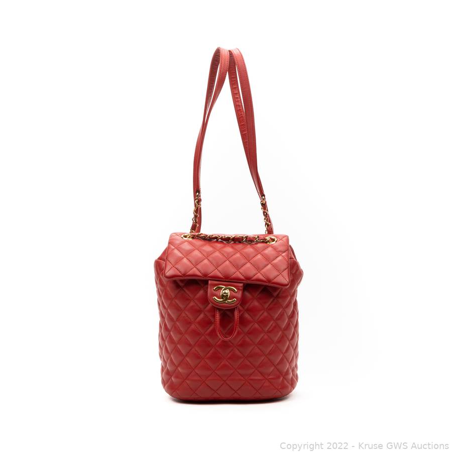 Sold at Auction: CHANEL RED LEATHER BACKPACK