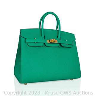 Hermes Birkin 25 Sellier Vert Jade Bag