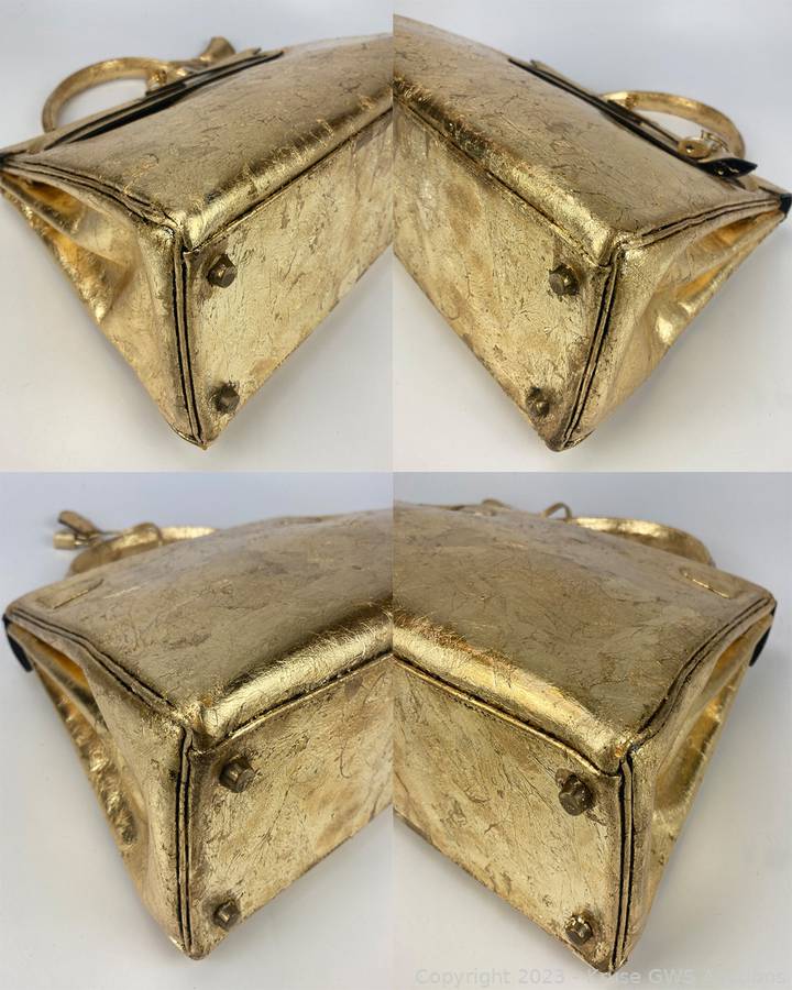 Sold at Auction: Hermes Custom Gold Leaf Vintage 32cm Kelly Bag