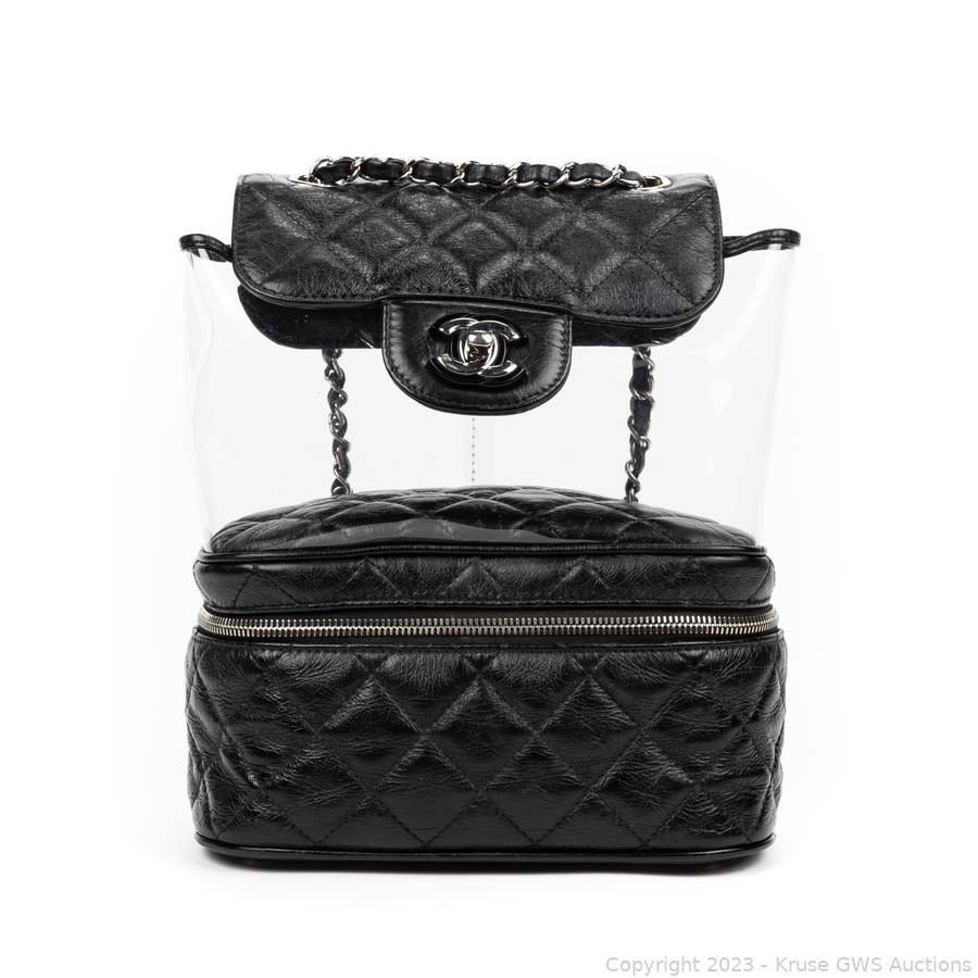 Chanel Black Aged Calfskin and PVC Aquarium Backpack