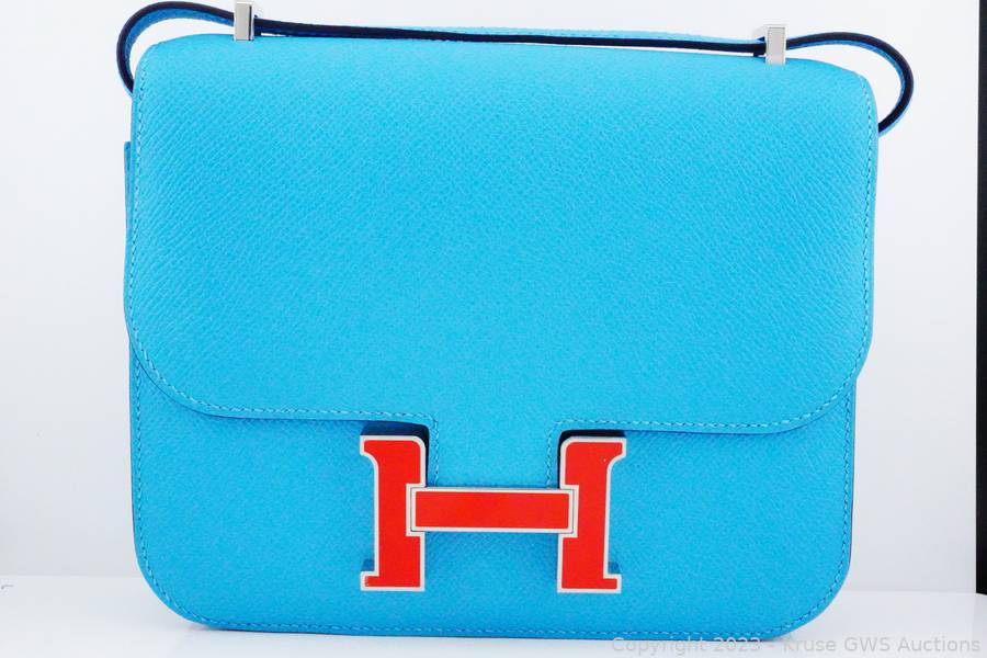 Hermes Bleu du Nord/Rouge de Coeur Constance III Mini Auction