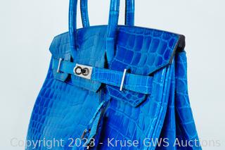 Hermes Blue Shiny Niloticus Crocodile Birkin 30 Auction