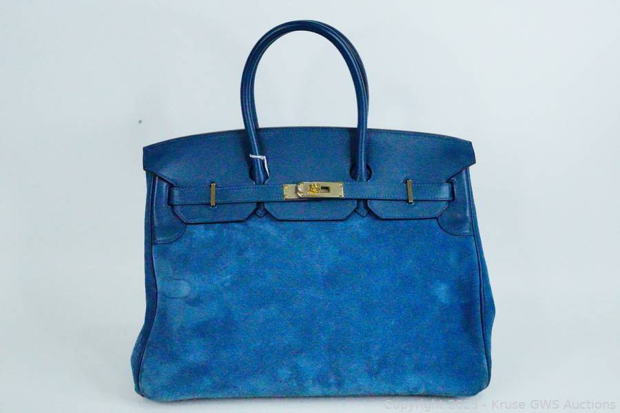 Sold at Auction: Hermes Bleu Thalassa Birkin Grizzly 35 W/Dust Cover