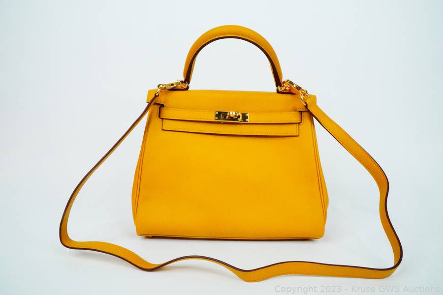Hermes 2021 Jaune Ambre Swift Leather Kelly 25 Auction
