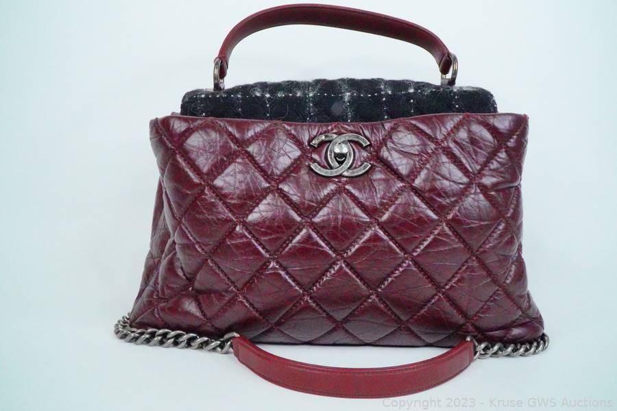 Sold at Auction: Chanel Burgundy and Multicolor Tweed Medium