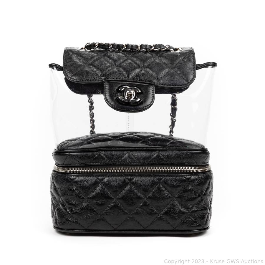 Chanel Black Aged Calfskin and PVC Aquarium Backpack Auction