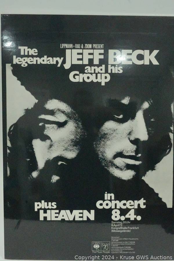 Original 1972 Jeff Beck Group Frankfurt Germany Concert Poster