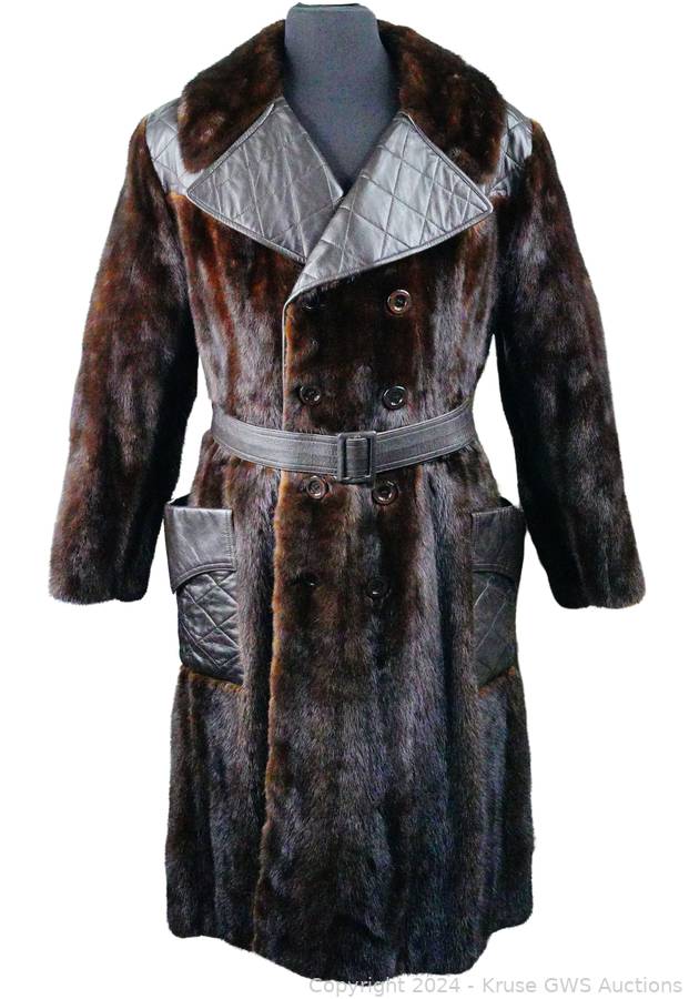 Elvis Presley's Custom Made Leather and Mink Coat W/Photo Auction