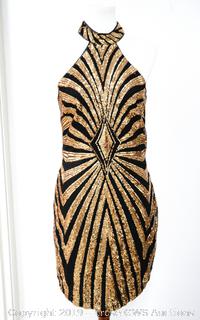 slim fit dress slacks Handcrafted Fringe Sequin Halter Gown main image 0