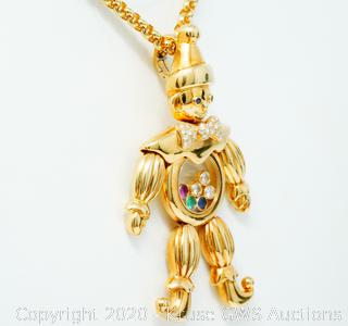 Chopard Happy Clown Floating Diamond and Ruby Necklace in White Gold