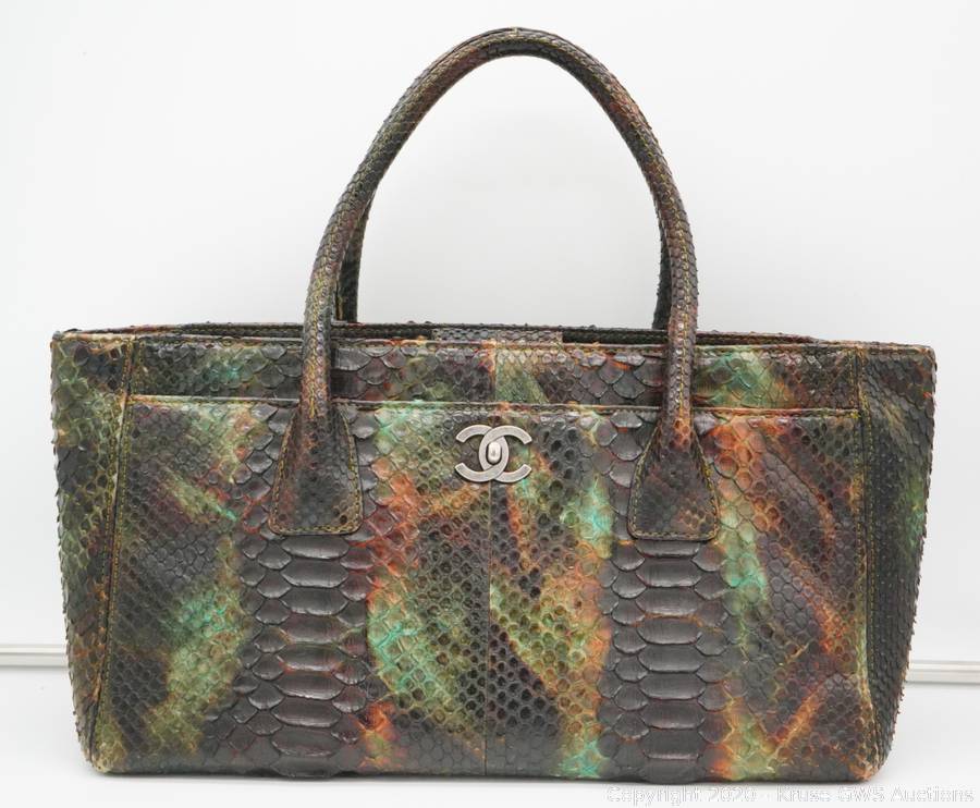 Chanel Brown & Green Python Cerf Tote Bag Auction