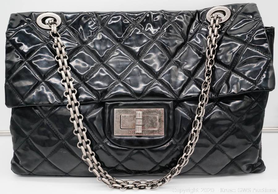 CHANEL Choco Bar Black Patent Leather Travel Bag