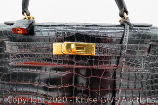 Hermès Vintage Black Shiny Crocodile Kelly Sport PM Gold Hardware, 1994  Available For Immediate Sale At Sotheby's