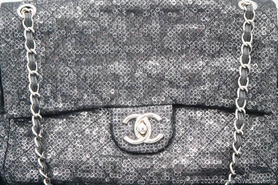 Chanel Hidden Sequins Mesh Jumbo Classic Flap Bag