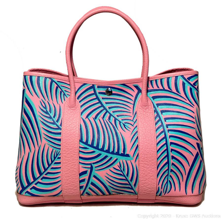 Hermes Custom Hand Painted Garden Party 36 Tote Auction