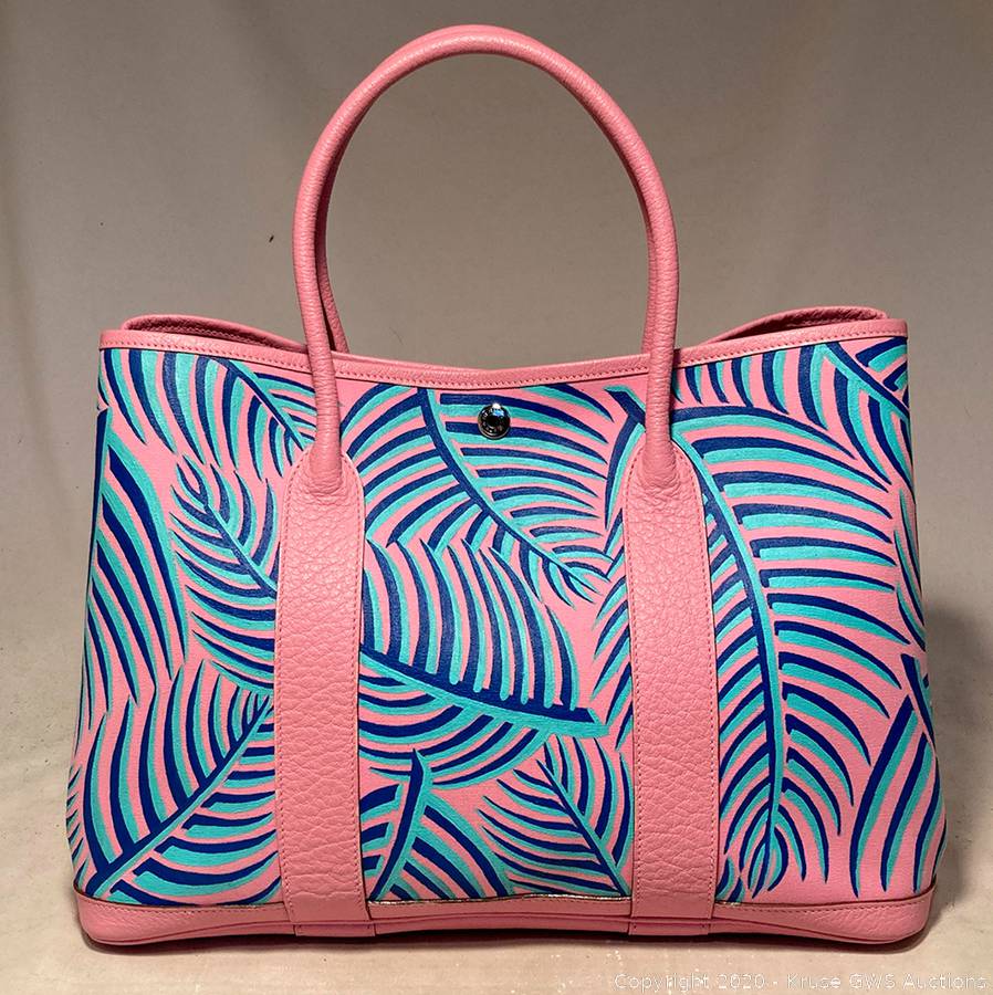 Sold at Auction: Hermes Custom Hand Painted Garden Party 36 Tote