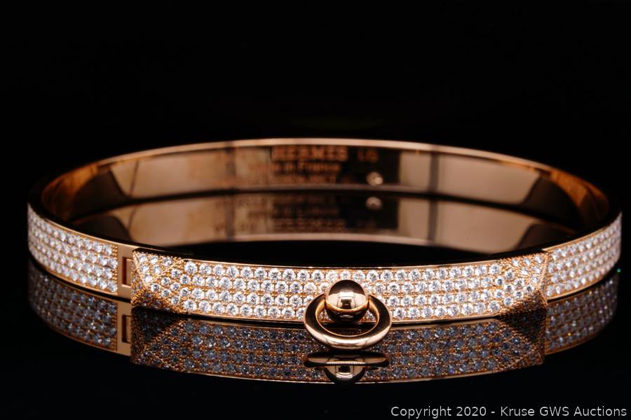 Hermes Collier de Chien Diamond 18K Bangle Auction Kruse