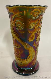 Fenton Peacock Garden Carnival Glass 2024 Vase FREE SHIPPING!