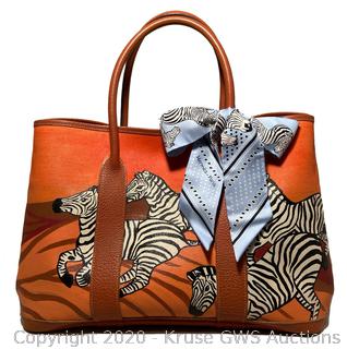 Sold at Auction: Hermes Custom Hand Painted Garden Party 39 Tote