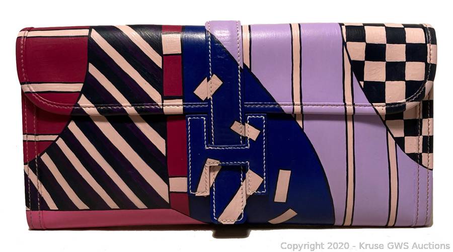 Sold at Auction: Hermes Custom Hand Painted Jige Elan 29 Clutch