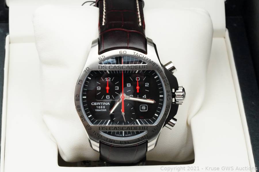 Certina black discount cascadeur chronograph watch