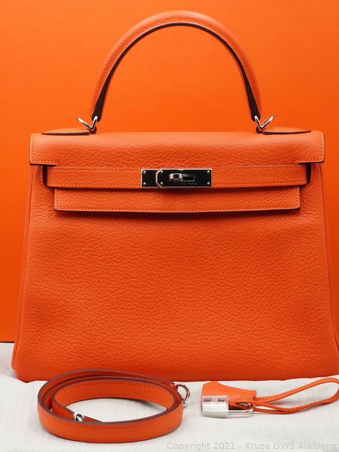 Hermes Kelly Bag 28cm Feu Orange Palladium Hardware