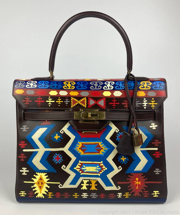 Sold at Auction: Hermes Custom Hand Painted Vintage 30cm Kelly Bag