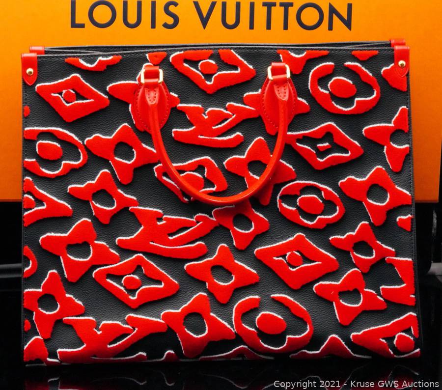 Louis Vuitton OnTheGo GM Black Red Giant Monogram Urs Fischer LVxUF HandBag  Tote