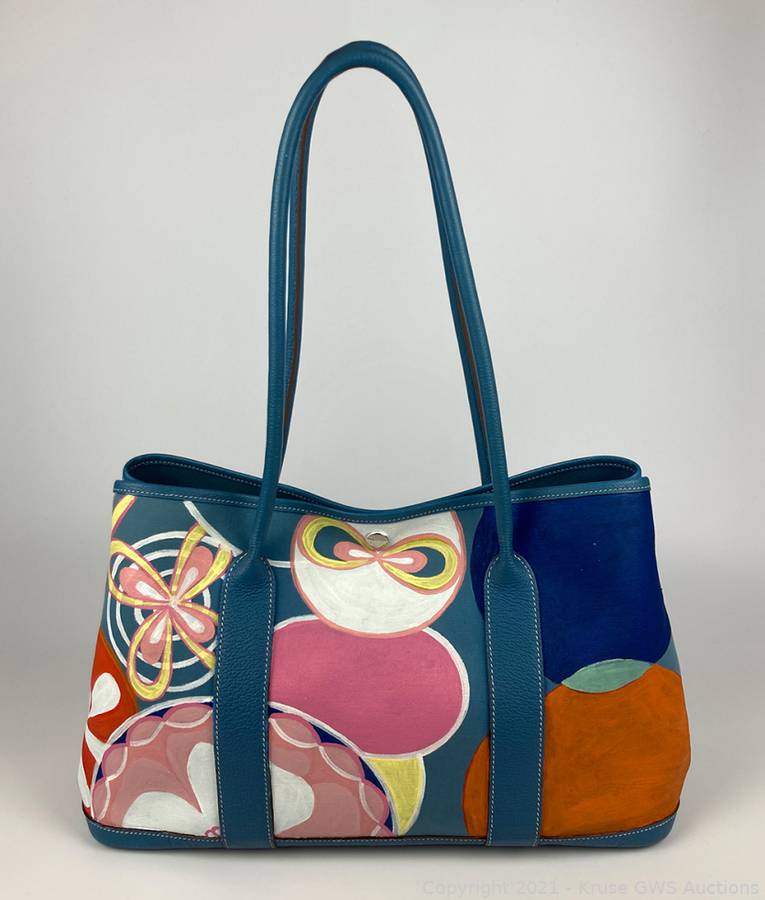 Hermes Custom Hand Painted Garden Party 39 Tote Auction
