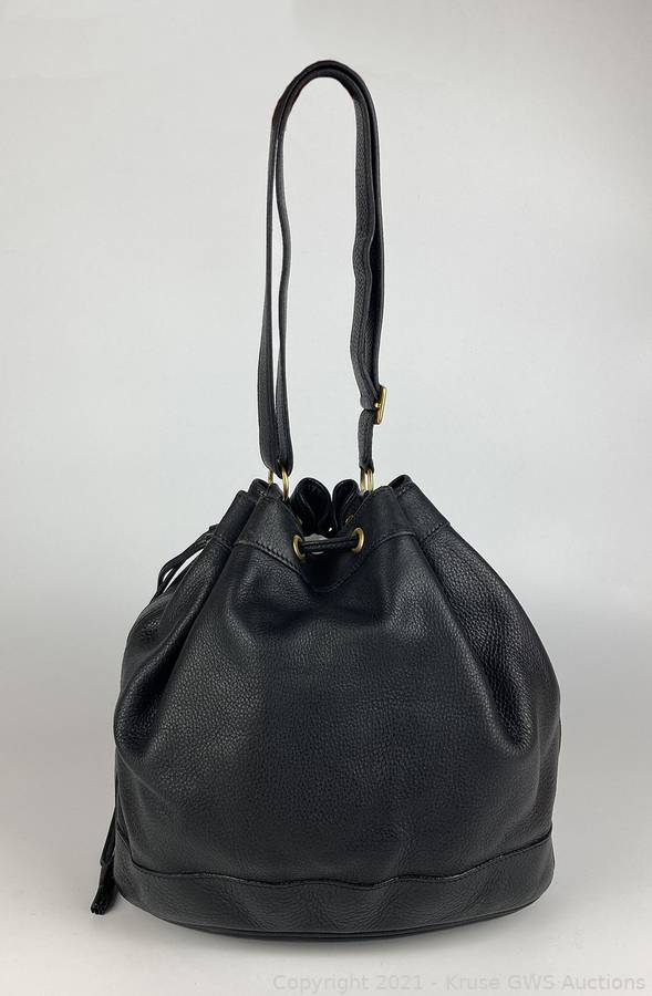 Hermes Vintage Black Clemence Leather Bucket Bag Auction