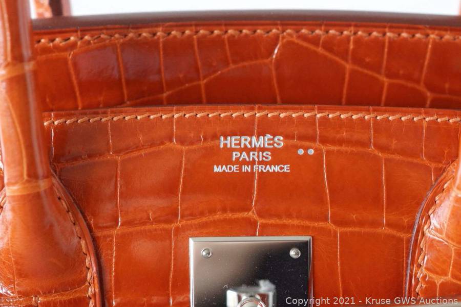 Hermes Potiron Orange Niloticus Crocodile Birkin 30 Auction