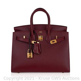 Hermes Birkin 25 Bag Sellier Rouge H Gold Hardware Veau Madame