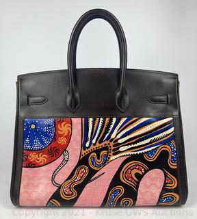 Hermes 35cm Brown Leather Custom Hand Painted Birkin Auction