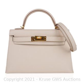 Hermes Craie Epsom Leather Kelly 20 Mini Sellier Auction