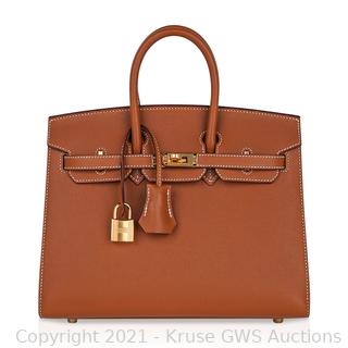 Sold at Auction: Hermes Gold Veau Madame Leather Birkin Sellier 25