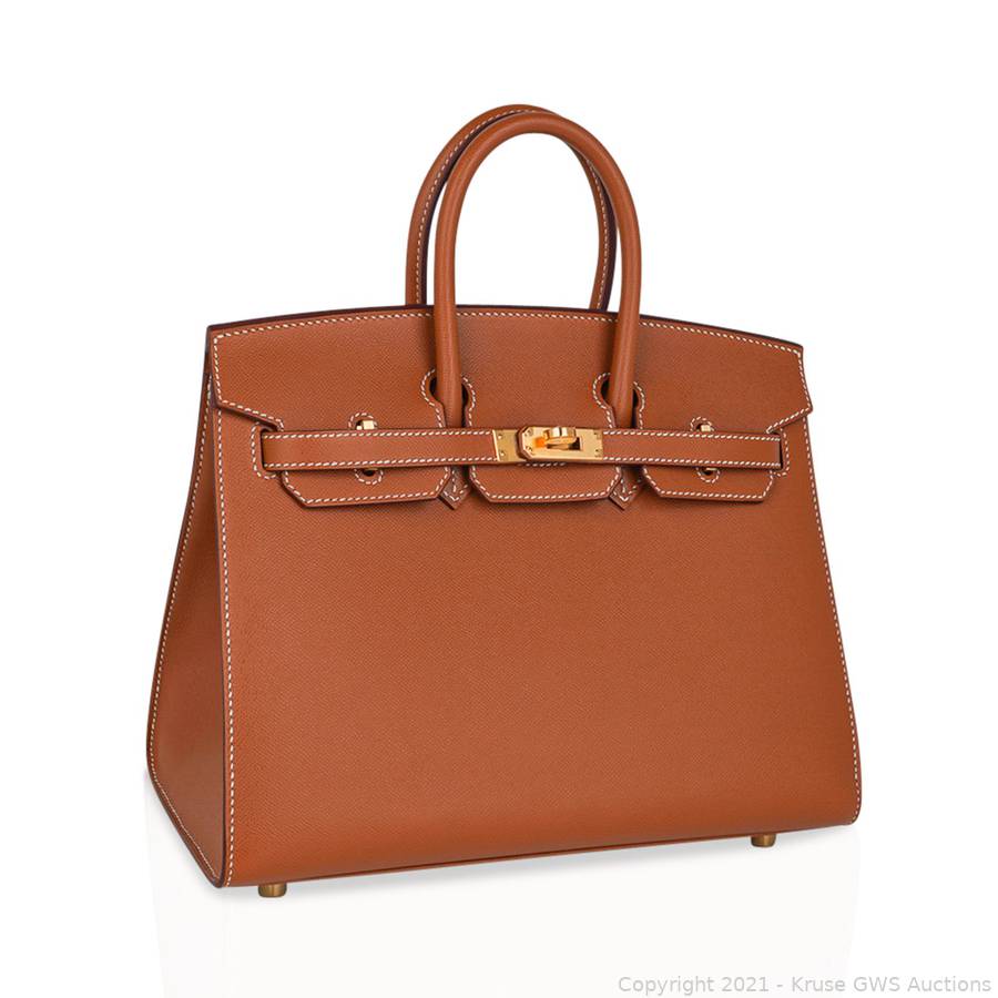 Sold at Auction: Hermes Gold Veau Madame Leather Birkin Sellier 25