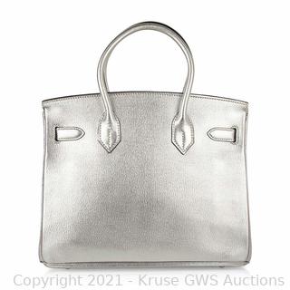 Hermes Silver Metallic Chevre Leather Birkin 30 Auction