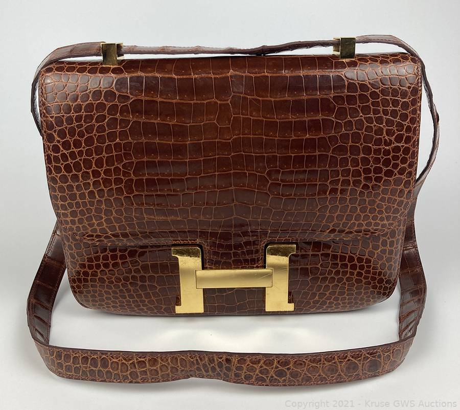 Sold at Auction: Vintage Hermes Constance Black Leather Shoulder Bag